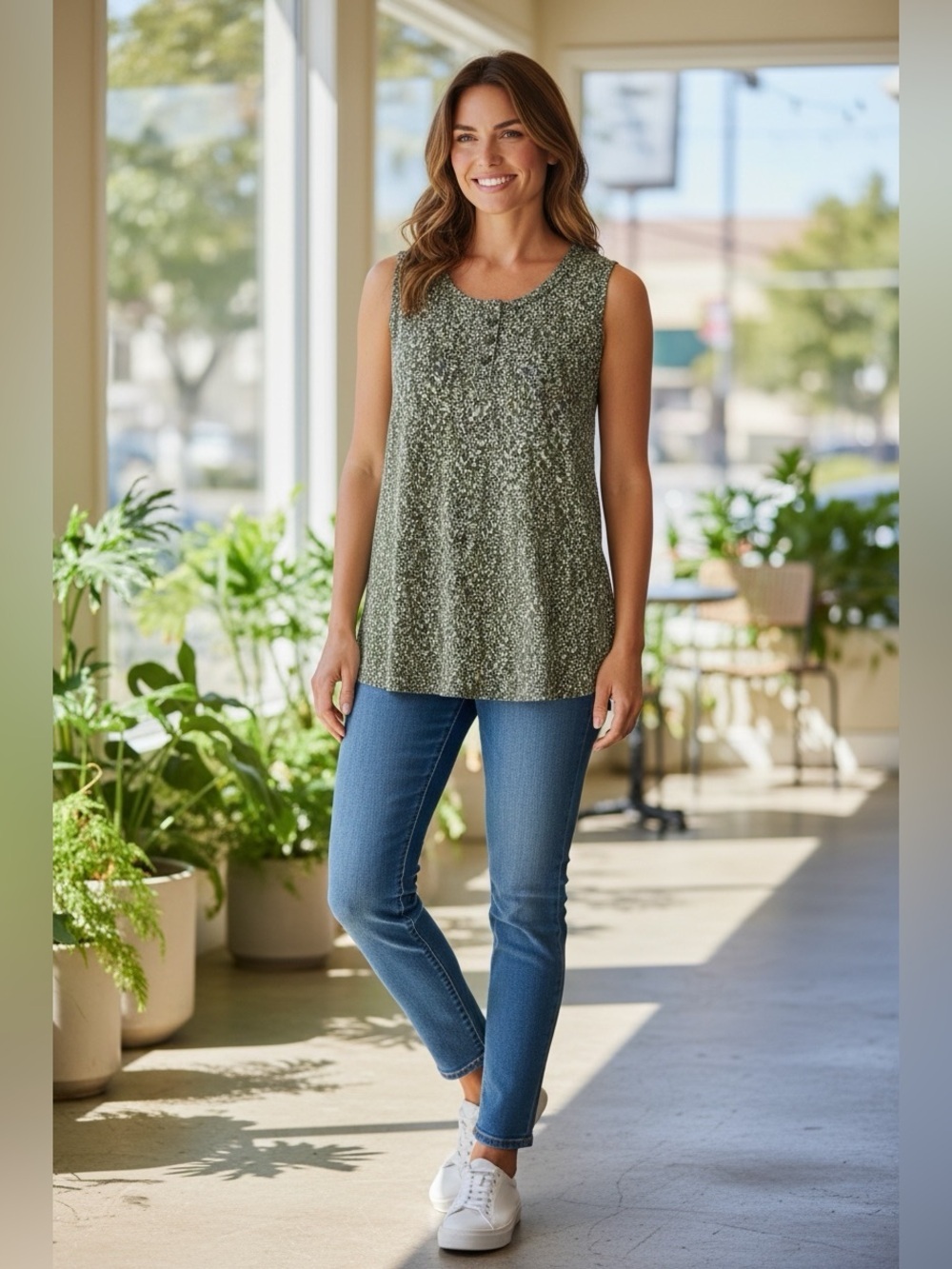 Liz Claiborne Printed Sleeveless Top - Picture 2 of 5